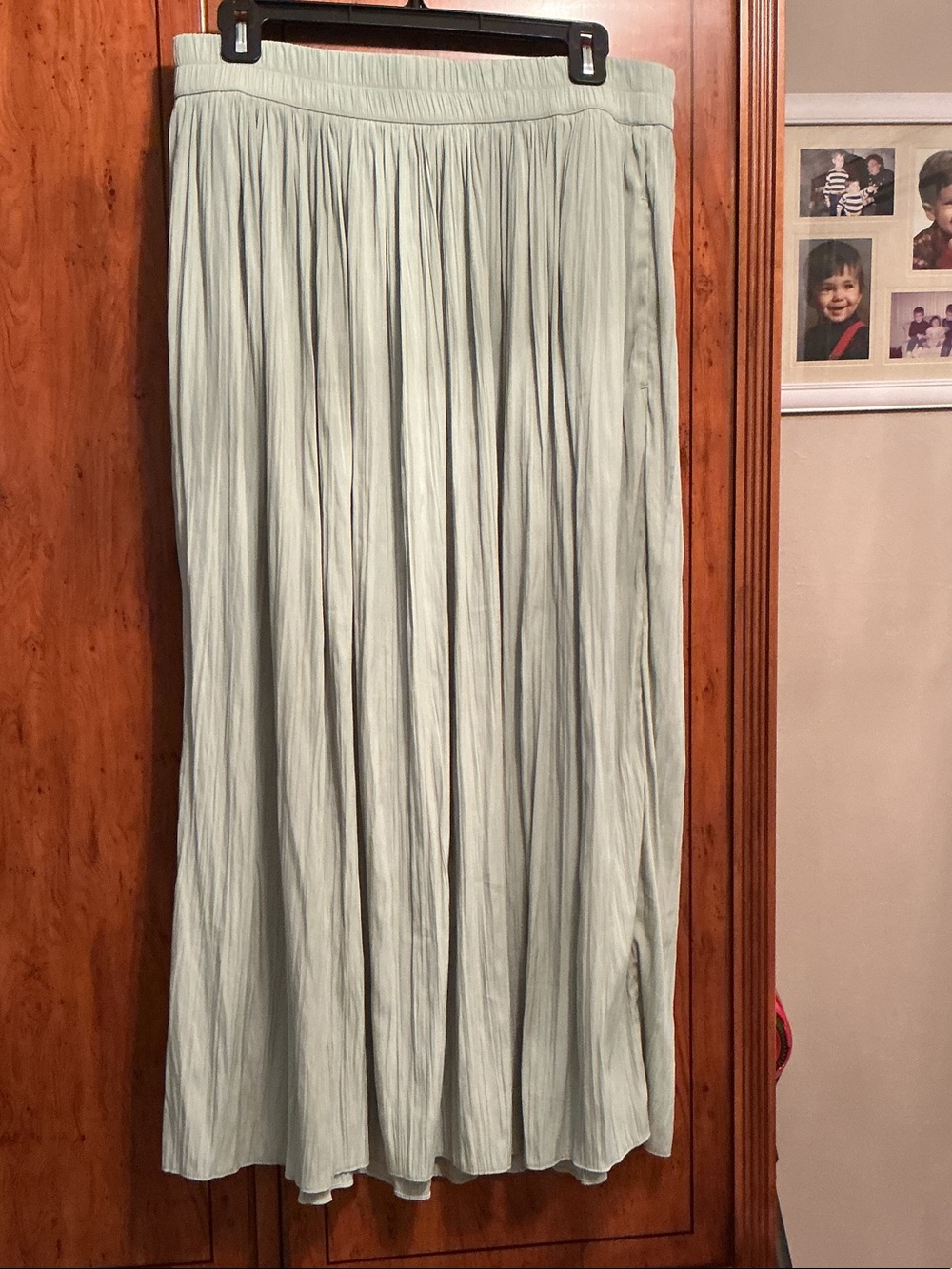 Chico's Pleated Maxi Skirt in Light Sage